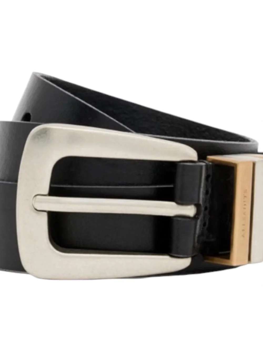 AllSaints Women's Small Black Lucie Triple Keeper Leather Belt